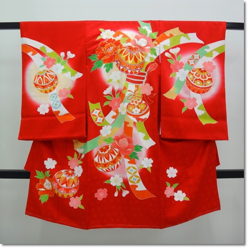 女の子宮参りの産着 赤色 名古屋市